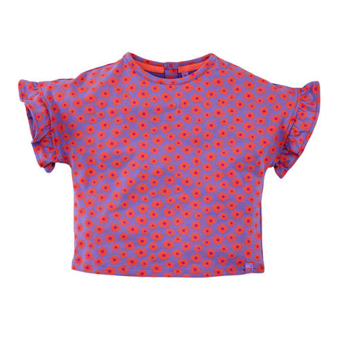 Z8 mini T-shirt Nouk paars/oranje Meisjes Stretchkatoen Ronde hals All over print - maat 116 afbeelding