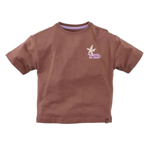 Z8 mini T-shirt Dez met backprint bruin Jongens Stretchkatoen Ronde hals - maat 86 afbeelding