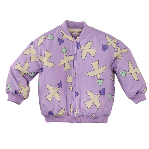 Z8 mini bomberjack Melis lila/lichtgeel Jas Paars Meisjes Polyester Ronde hals - maat 86 afbeelding