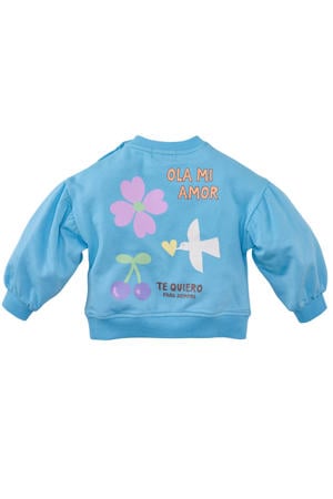 sweater Jonna met backprint lichtblauw