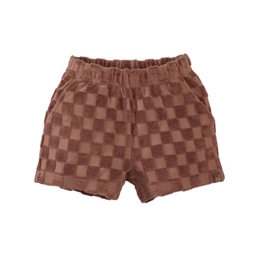 Z8 mini sweatshort Novan bruin Korte broek Jongens Badstof Ruit - maat 86 afbeelding