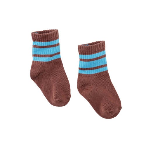 Z8 mini sokken Puk bruin/blauw Jongens/Meisjes Stretchkatoen Streep - maat 19-22 afbeelding