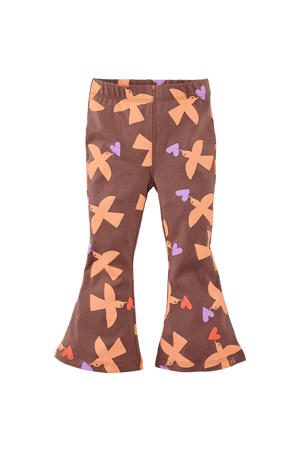 flared broek Fayenna bruin/oranje/lila
