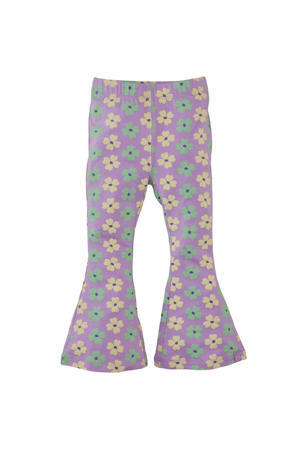 flared broek Noella lila/lichtgroen/crème