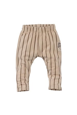babybroek Mylo met streepprint beige/bruin
