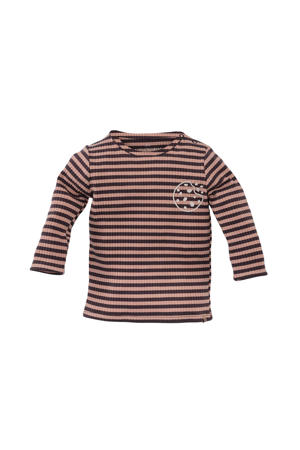 longsleeve Younes donkerbruin/beige