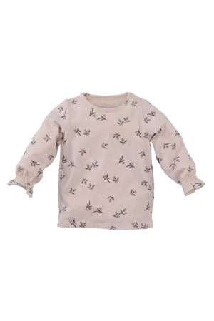 longsleeve Tala met bloemeprint beige/roze
