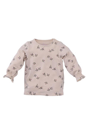 longsleeve Tala met bloemeprint beige/roze