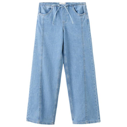 Mango Kids wide leg jeans light blue denim Blauw Effen - maat 164 afbeelding