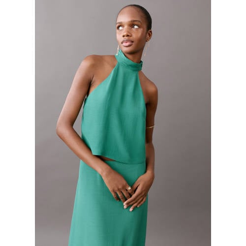 MANGO TEEN haltertop groen Effen - maat 152(XXS) | Top van MANGO TEEN afbeelding
