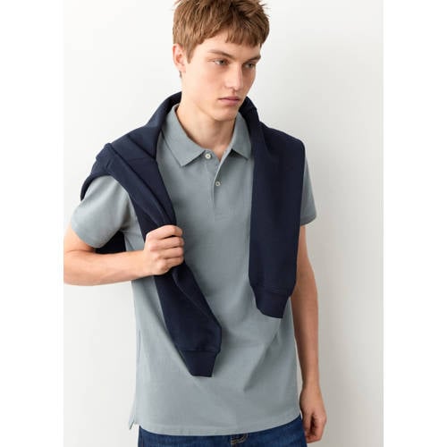 MANGO TEEN polo grijsblauw Jongens Katoen Polokraag Effen - maat 180(L) afbeelding