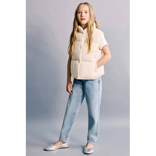 Mango Kids bodywarmer ecru Jongens Polyamide Opstaande kraag Effen