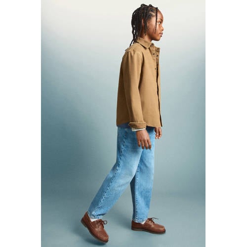 Mango Kids overhemd bruin Jongens Katoen Klassieke kraag Effen - maat 128 afbeelding