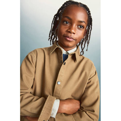 Mango Kids overhemd bruin Jongens Katoen Klassieke kraag Effen - maat 152 afbeelding