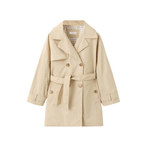 Mango Kids trenchcoat lichtbruin Jas Meisjes Polyamide Klassieke kraag
