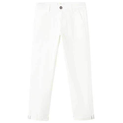 Mango Kids regular chino Broek Wit Jongens Stretchkatoen Effen - maat 146 afbeelding