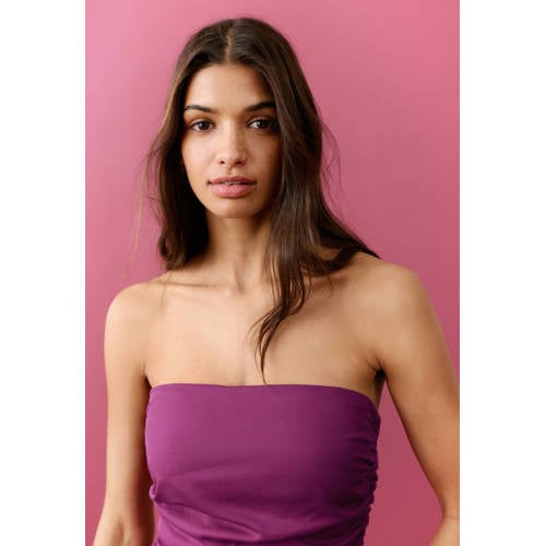 MANGO TEEN jumpsuit donkerpaars Meisjes Lyocell Strapless Effen - maat 168(M) afbeelding