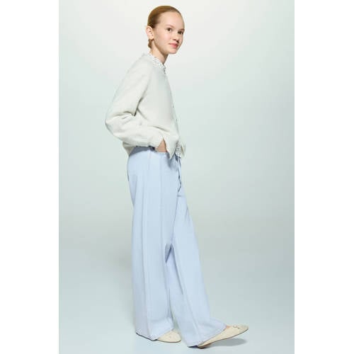 Mango Kids wide leg jeans lichtblauw Meisjes Denim Effen