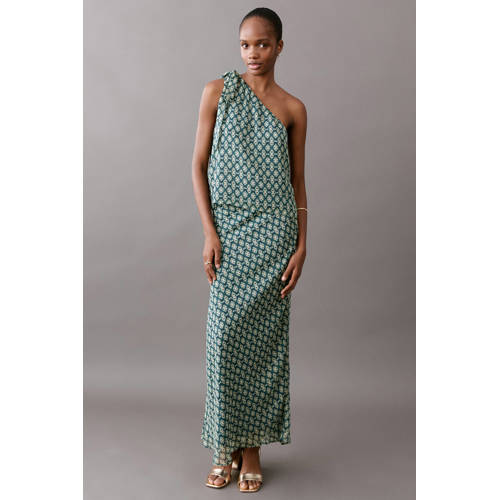 MANGO TEEN maxi rok donkergroen Meisjes Polyester All over print - maat 158(XS) afbeelding