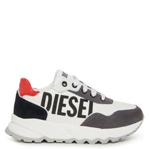 leren sneakers wit/grijs