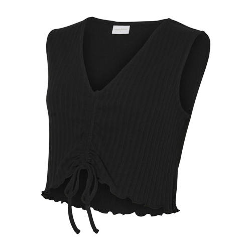 MAMALICIOUS zwangerschaps cropped top zwart Dames Polyester V-hals Effen - maat M afbeelding
