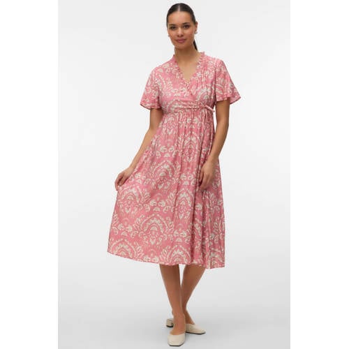 MAMALICIOUS zwangerschaps- en voedings wikkel-/overslagjurk oudroze Dames Viscose V-hals - maat S afbeelding