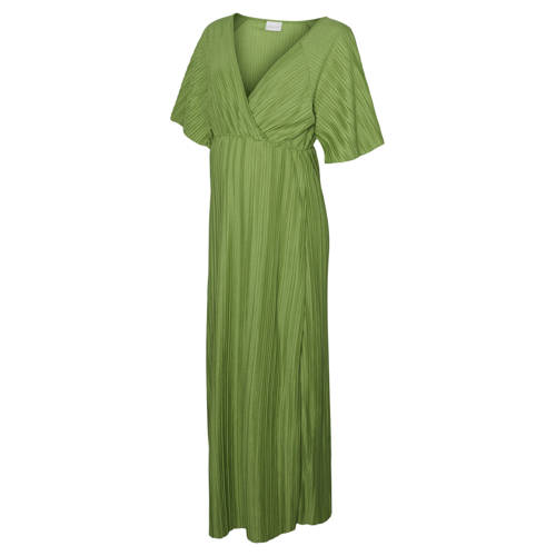 MAMALICIOUS midi wikkeljurk zwangerschapskleding groen Dames Polyester V-hals - maat M afbeelding