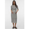 MAMALICIOUS gestreepte zwangerschaps midi rok fijn gebreid beige