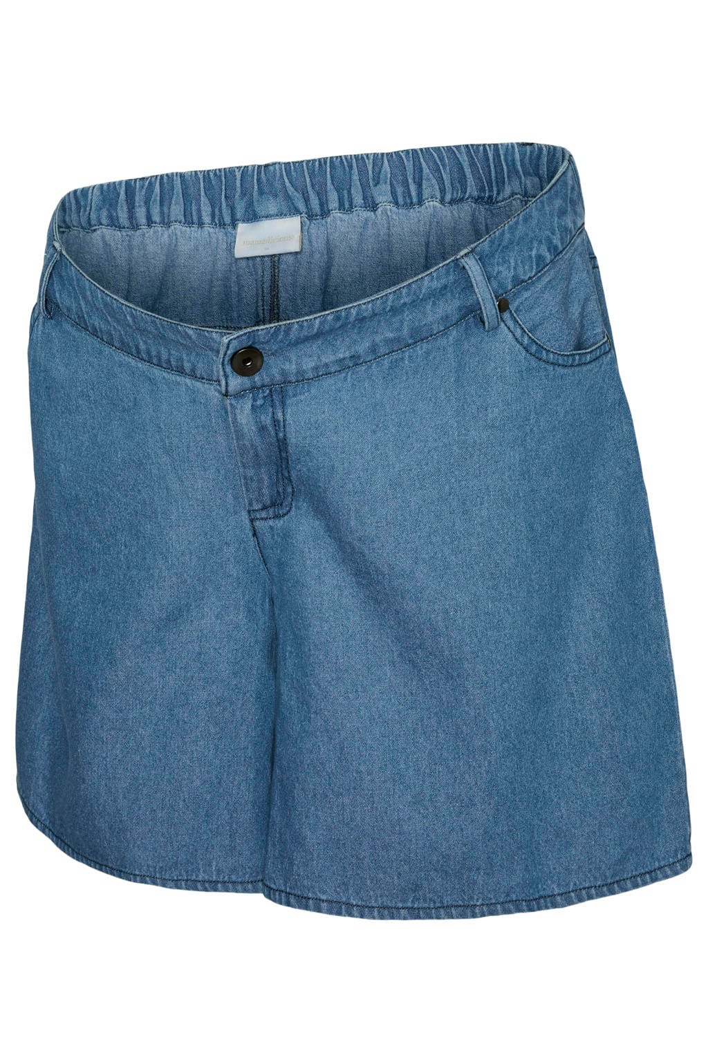 Light blue denim dames MAMALICIOUS zwangerschaps short van denim met loose fit, knoopsluiting en effen