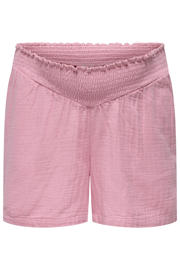 thumbnail: Roze dames ONLY MATERNITY regular waist zwangerschaps casual short van katoen met elastische tailleband en effen