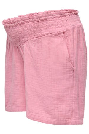 regular waist zwangerschaps casual short met textuur roze