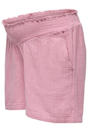 regular waist zwangerschaps casual short met textuur roze