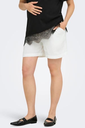 regular waist zwangerschaps casual short met textuur wit