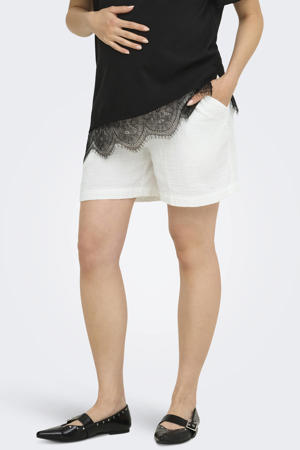 regular waist zwangerschaps casual short met textuur wit
