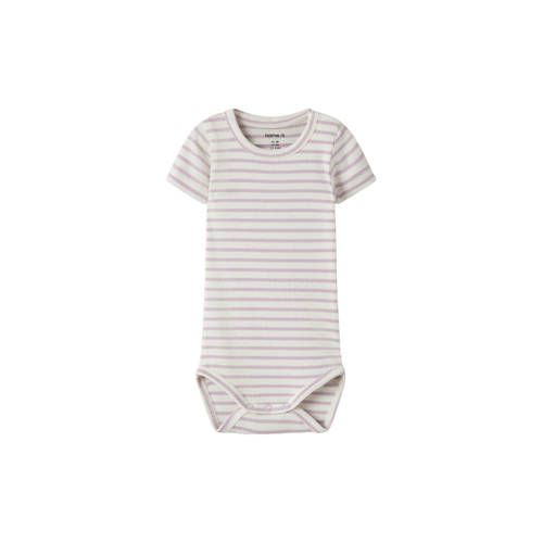 NAME IT BABY romper lila Paars Jongens/Meisjes Stretchkatoen Ronde hals - maat 50 afbeelding