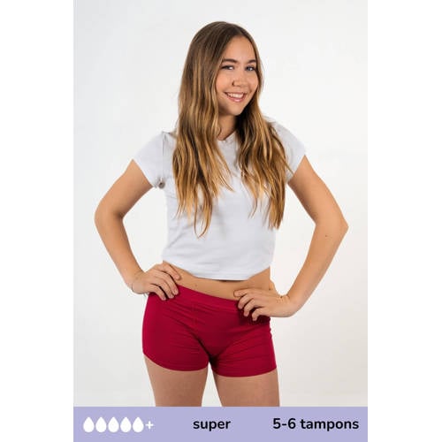 Moodies Undies boyshort menstruatieslip super donkerroze Meisjes Viscose - maat 152-158 afbeelding