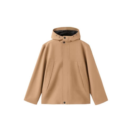 Mango Kids tussenjas lichtbruin Jongens Polyester Capuchon Effen - maat 140 afbeelding