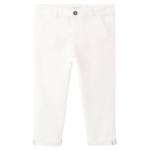 Mango Kids chino Broek Wit Jongens Katoen Effen - maat 92 afbeelding