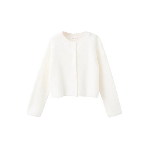Mango Kids vest wit rib gebreid Meisjes Katoen Ronde hals Effen