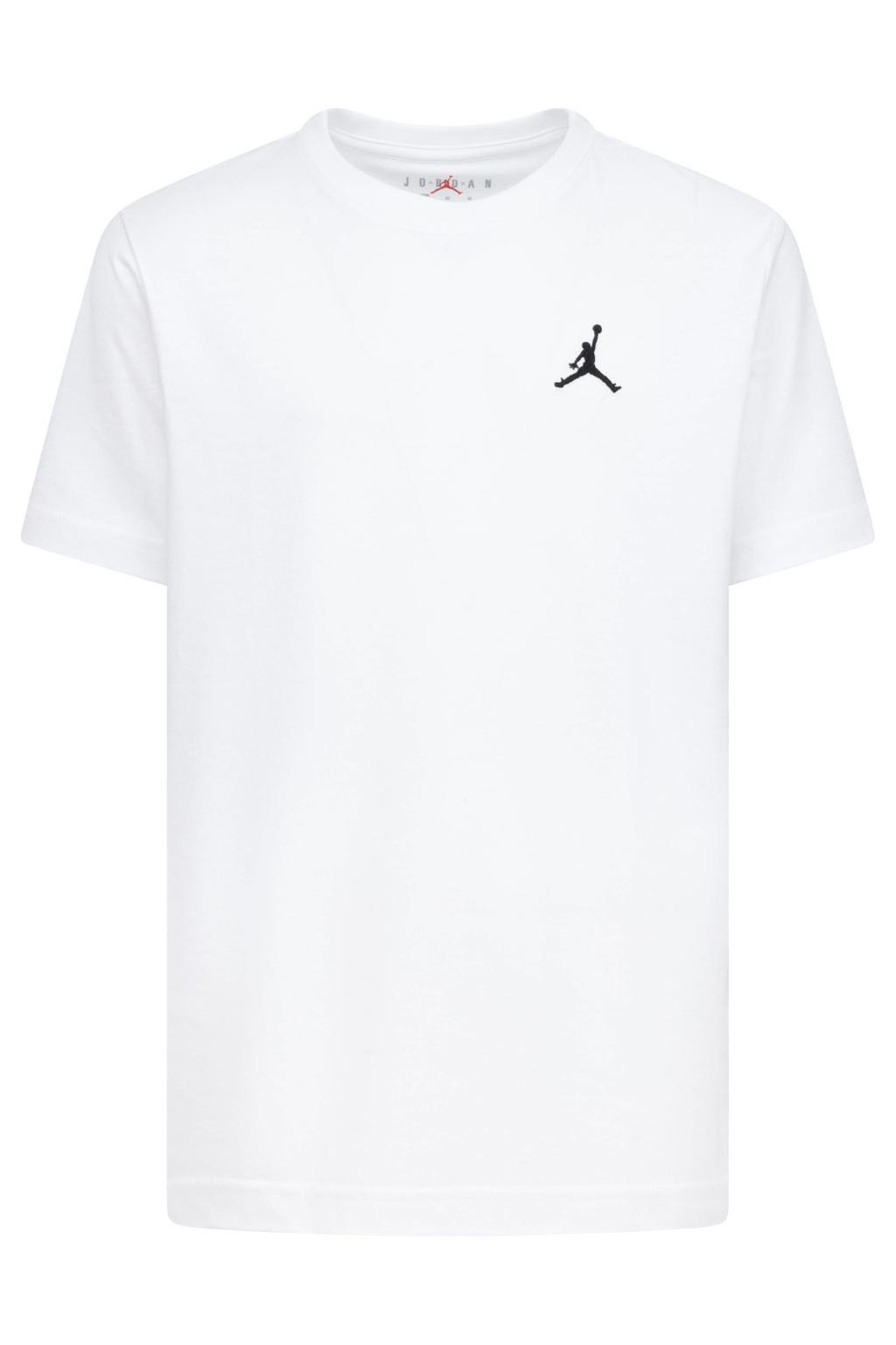 Witte jongens en meisjes Jordan T-shirt van katoen met effen, korte mouwen en ronde hals