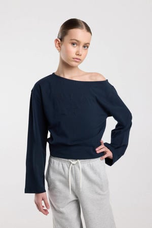off shoulder top donkerblauw