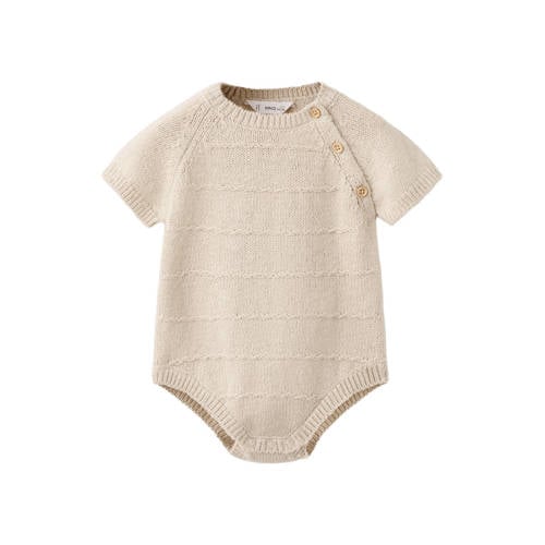 Mango Kids gebreid boxpak lichtbeige Meisjes Katoen Ronde hals Effen - maat 74 afbeelding