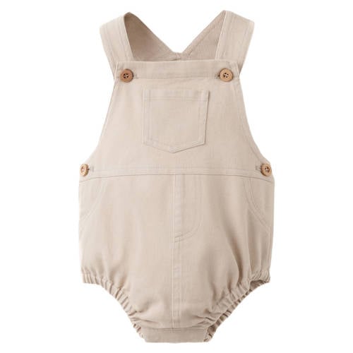 Mango Kids tuinbroek beige Jongens/Meisjes Katoen Vierkante hals Effen - maat 80 afbeelding