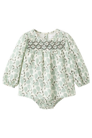 jurk met bloomer groen/wit