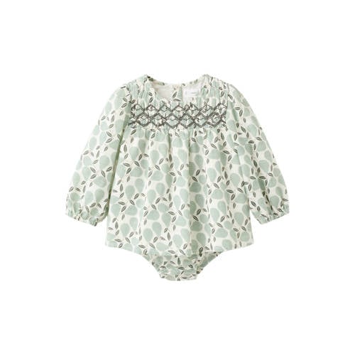 Mango Kids jurk met bloomer groen/wit Multi Meisjes Katoen Ronde hals All over print