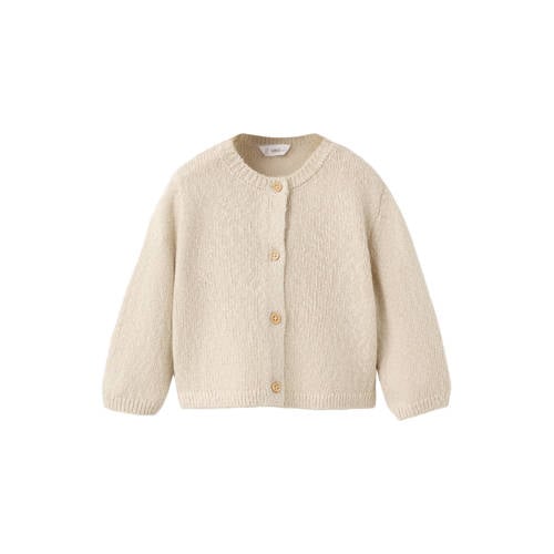 Mango Kids vest beige fijn gebreid Jongens Katoen Ronde hals Effen