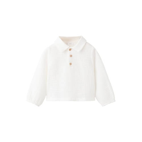 Mango Kids blouse wit Meisjes Katoen Klassieke kraag Effen - maat 80 afbeelding