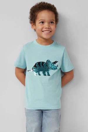 T-shirt lichtblauw met pailletten