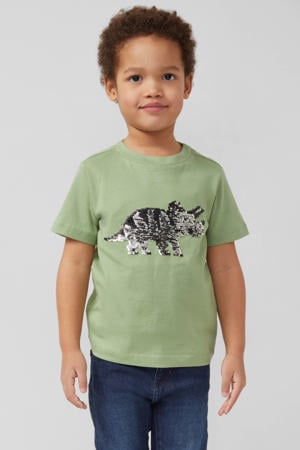 T-shirt lichtgroen met pailletten