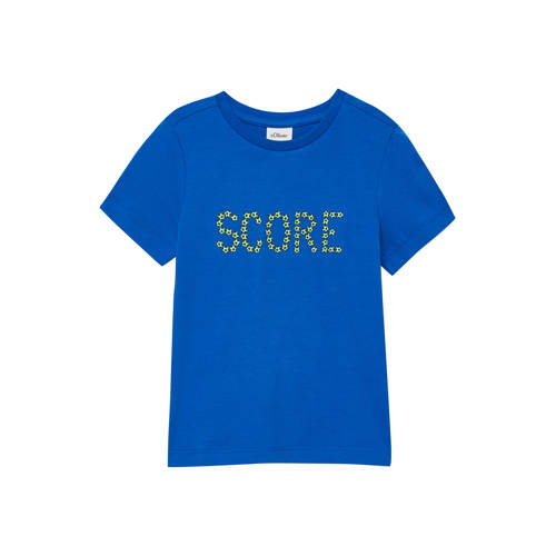 s.Oliver T-shirt marineblauw Jongens Katoen Ronde hals Tekst - maat 92/98 afbeelding